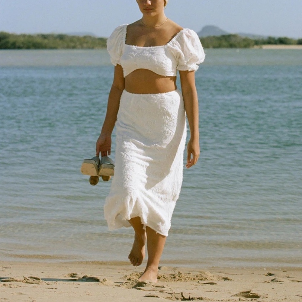 Sabo Skirt White Two Piece Maxi Skirt set - XS